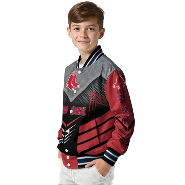 boston red sox arrow layer red black varsity jacket trendy
