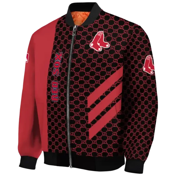 boston red sox triple side stripes red black bomber jacket best selling
