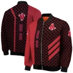 boston red sox triple side stripes red black bomber jacket best selling