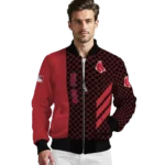 boston red sox triple side stripes red black bomber jacket best selling