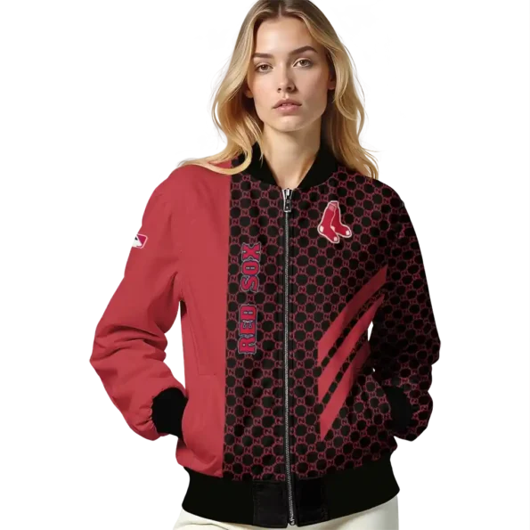 boston red sox triple side stripes red black bomber jacket latest model