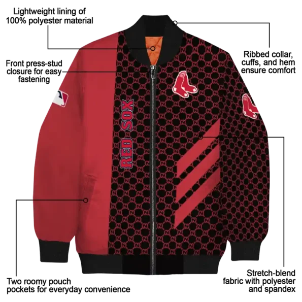 boston red sox triple side stripes red black bomber jacket new arrival
