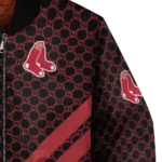 boston red sox triple side stripes red black bomber jacket best selling