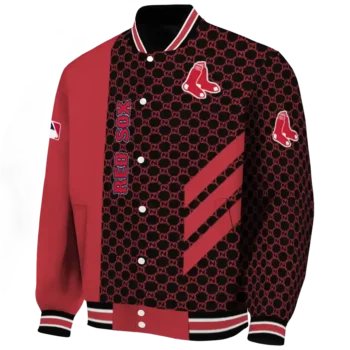 boston red sox triple side stripes red black varsity jacket best selling