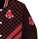 boston red sox triple side stripes red black varsity jacket best selling