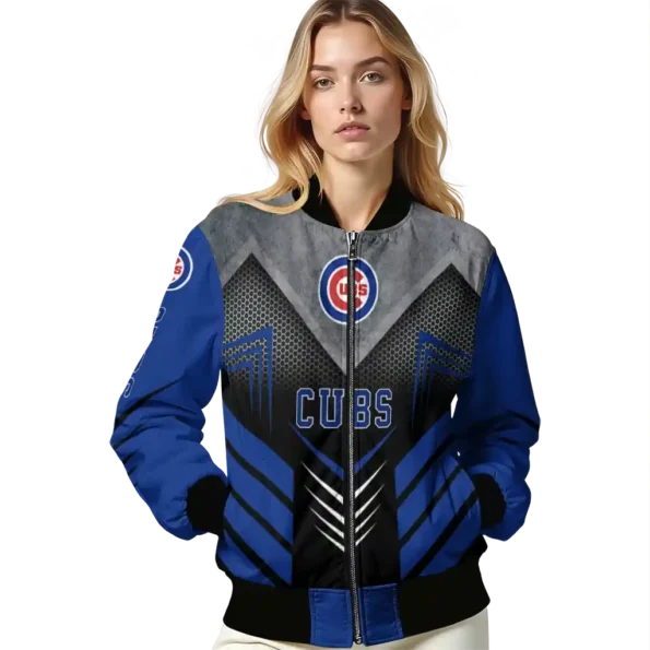 chicago cubs arrow layer blue black bomber jacket latest model