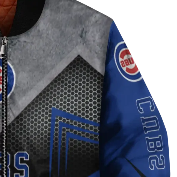 chicago cubs arrow layer blue black bomber jacket premium grade