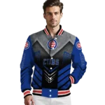 chicago cubs arrow layer blue black varsity jacket best selling