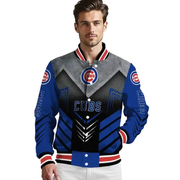 chicago cubs arrow layer blue black varsity jacket high quality