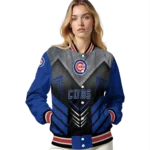 chicago cubs arrow layer blue black varsity jacket best selling
