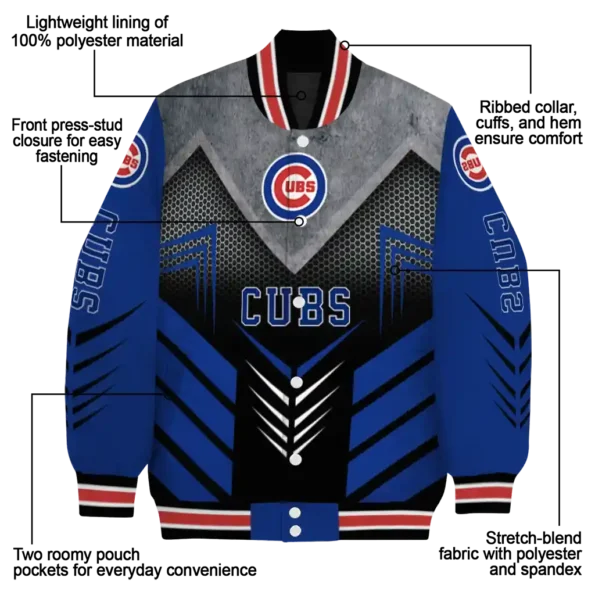 chicago cubs arrow layer blue black varsity jacket new arrival