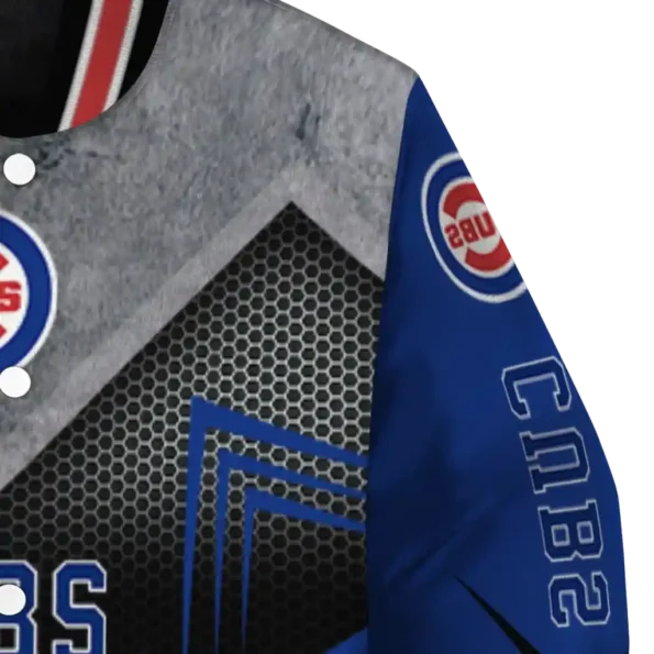 chicago cubs arrow layer blue black varsity jacket premium grade