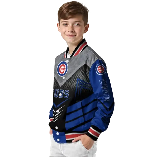 chicago cubs arrow layer blue black varsity jacket trendy