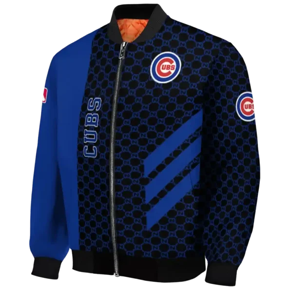 chicago cubs triple side stripes blue black bomber jacket best selling