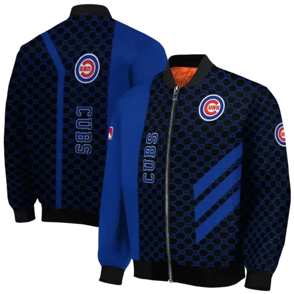 chicago cubs triple side stripes blue black bomber jacket fashion forward