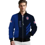 chicago cubs triple side stripes blue black bomber jacket best selling