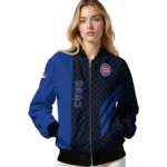 chicago cubs triple side stripes blue black bomber jacket best selling