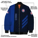 chicago cubs triple side stripes blue black bomber jacket best selling