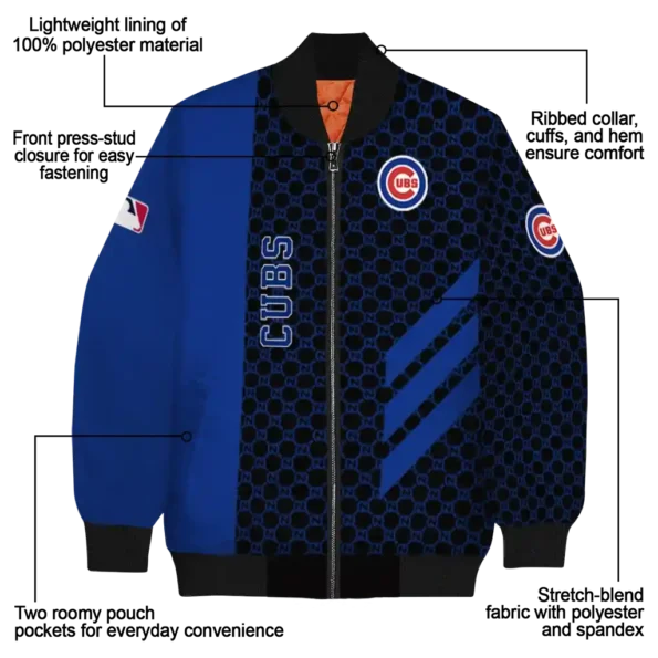 chicago cubs triple side stripes blue black bomber jacket new arrival