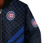 chicago cubs triple side stripes blue black bomber jacket best selling