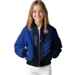 chicago cubs triple side stripes blue black bomber jacket best selling
