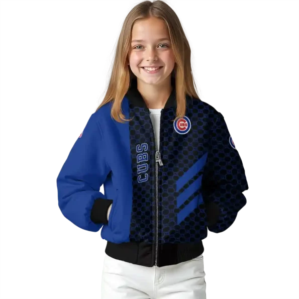 chicago cubs triple side stripes blue black bomber jacket top rated