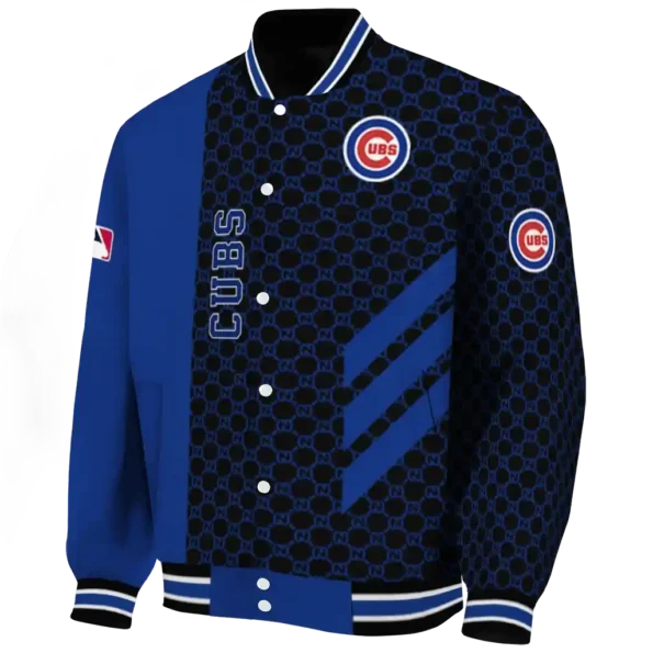 chicago cubs triple side stripes blue black varsity jacket best selling