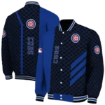 chicago cubs triple side stripes blue black varsity jacket best selling