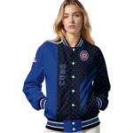 chicago cubs triple side stripes blue black varsity jacket best selling