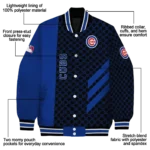 chicago cubs triple side stripes blue black varsity jacket best selling