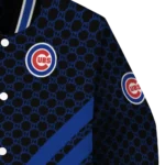 chicago cubs triple side stripes blue black varsity jacket best selling