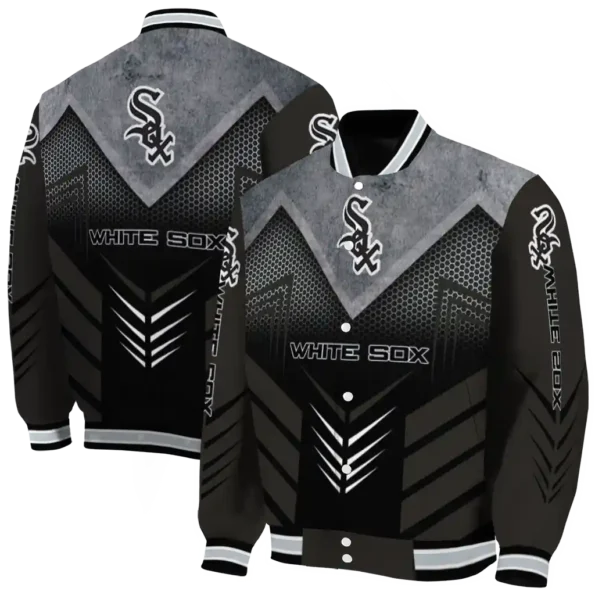 chicago white sox arrow layer black varsity jacket fashion forward