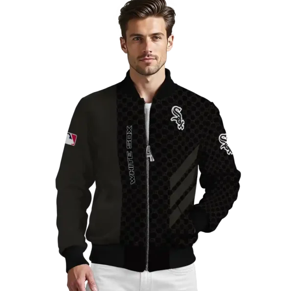chicago white sox triple side stripes black bomber jacket high quality