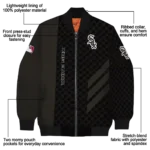 chicago white sox triple side stripes black bomber jacket best selling