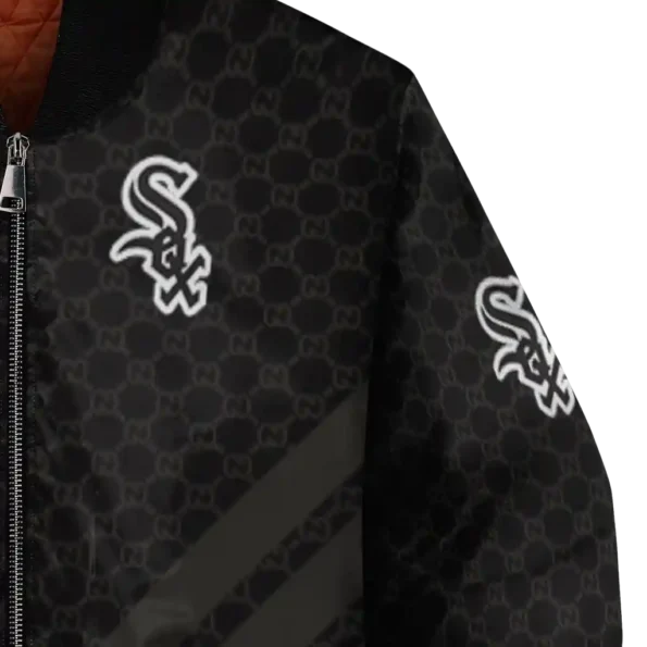 chicago white sox triple side stripes black bomber jacket premium grade