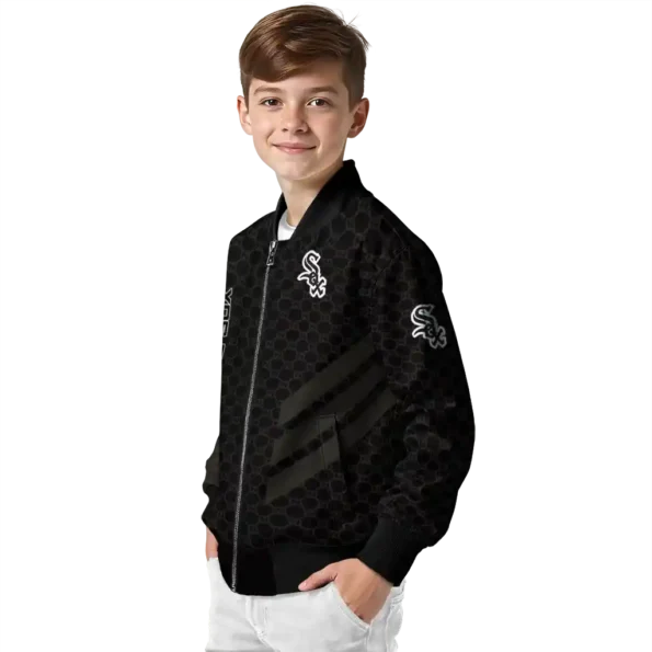 chicago white sox triple side stripes black bomber jacket trendy