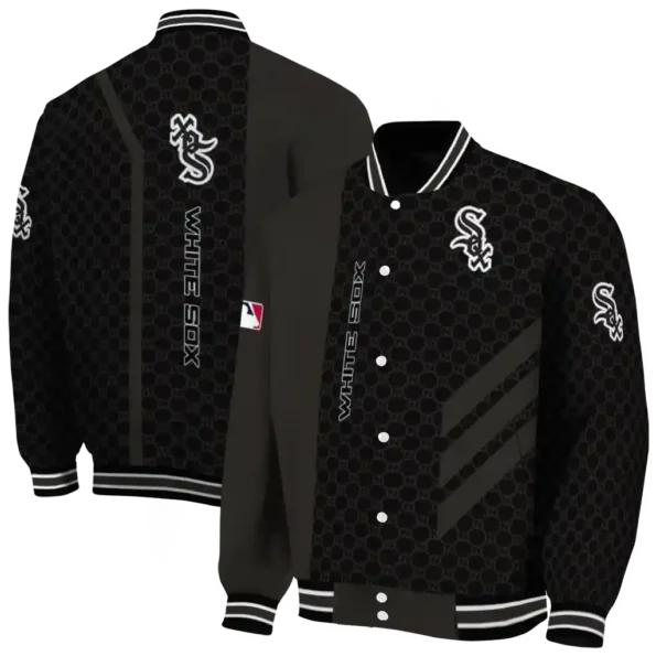 chicago white sox triple side stripes black varsity jacket fashion forward