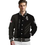 chicago white sox triple side stripes black varsity jacket best selling