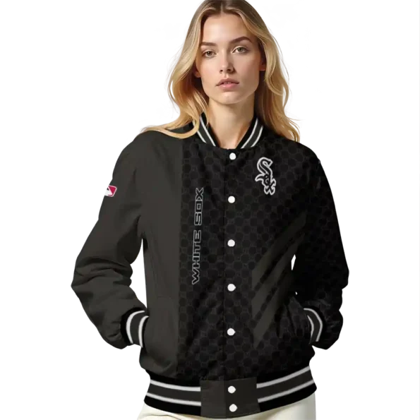 chicago white sox triple side stripes black varsity jacket latest model