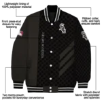 chicago white sox triple side stripes black varsity jacket best selling