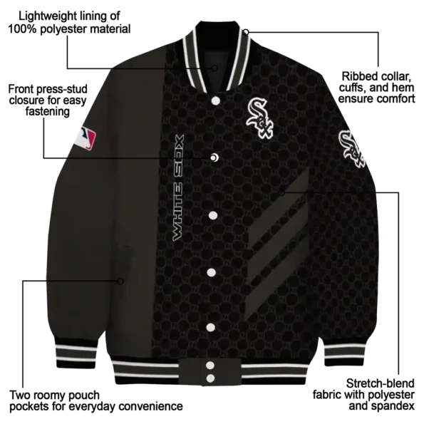 chicago white sox triple side stripes black varsity jacket new arrival