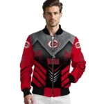 cincinnati reds arrow layer red black bomber jacket best selling
