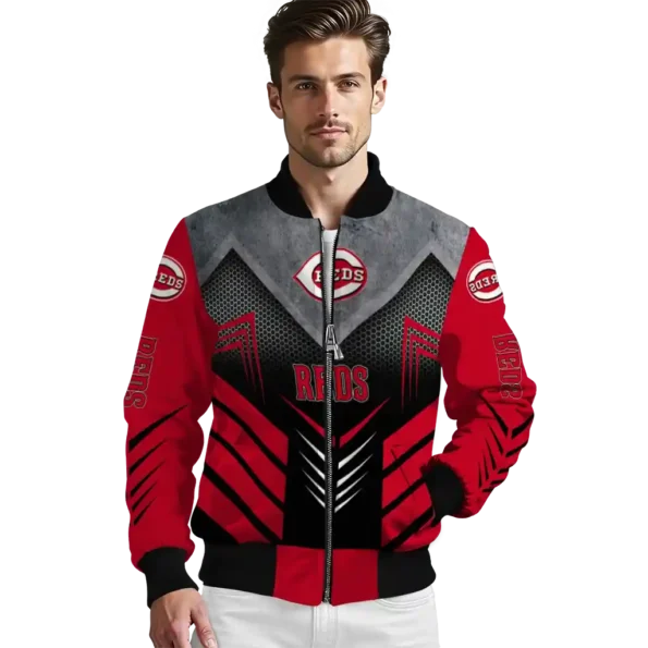 cincinnati reds arrow layer red black bomber jacket high quality
