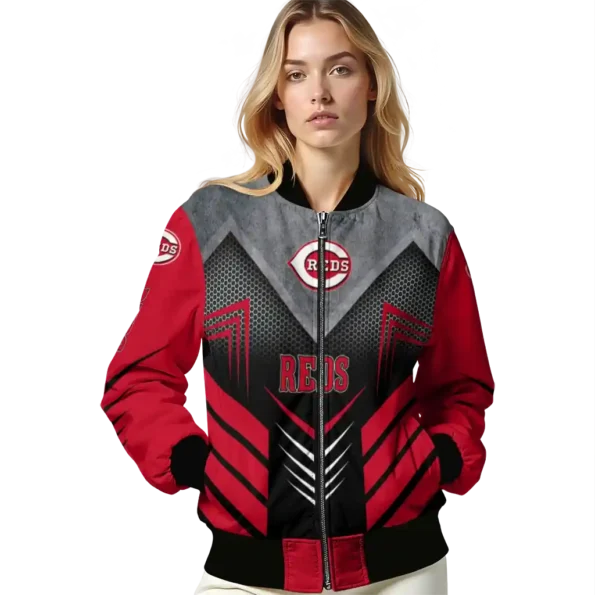 cincinnati reds arrow layer red black bomber jacket latest model