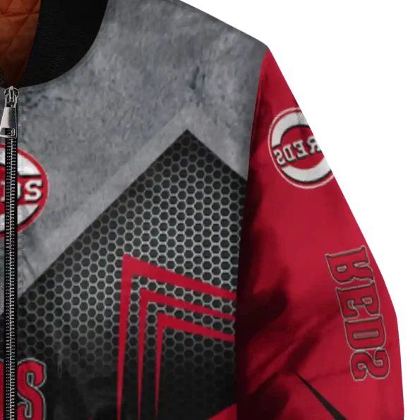 cincinnati reds arrow layer red black bomber jacket premium grade