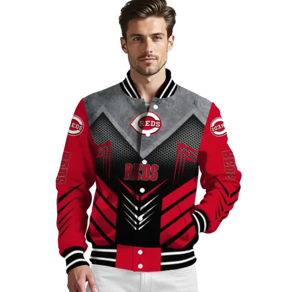 cincinnati reds arrow layer red black varsity jacket high quality