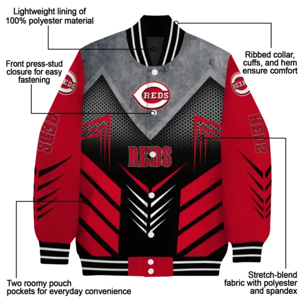 cincinnati reds arrow layer red black varsity jacket new arrival