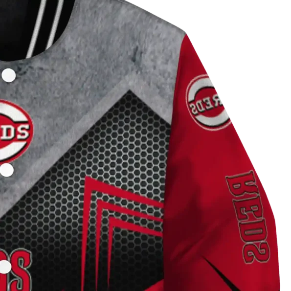 cincinnati reds arrow layer red black varsity jacket premium grade