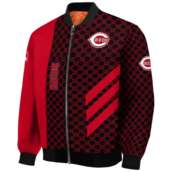 cincinnati reds triple side stripes red black bomber jacket best selling