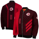 cincinnati reds triple side stripes red black bomber jacket best selling